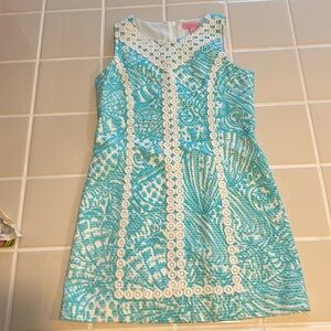 Lilly Pulitzer teal/white dress. girls size 12